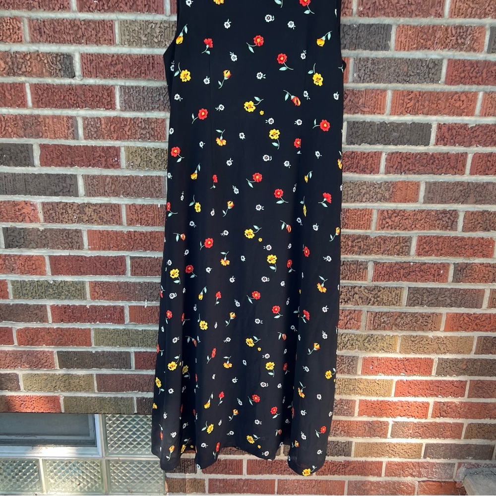 Event Collection Black and Red and Yellow Mini Floral Sleeveless Maxi Dress - Picture 3 of 3